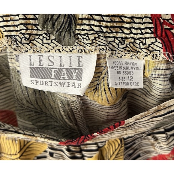 VTG Leslie Fay Sportswear Maxi Skirt Womens Sz 12 Striped Feathers Autumn Colors - Picture 3 of 7